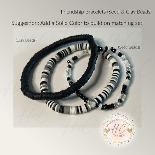 Heishi Bracelets - Seed Bead & Heishi Clay - Metallic Black Collection