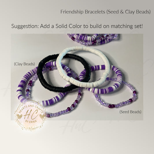 Heishi Bracelets - Seed Bead & Heishi Clay - Violet Collection