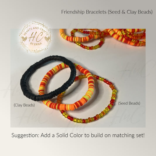 Heishi Bracelets - Seed Bead & Heishi Clay - Fire Collection