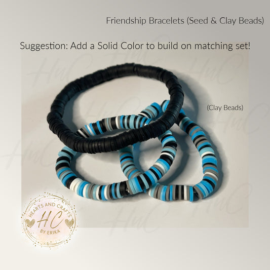 Heishi Bracelets - Seed Bead & Heishi Clay - Blue Mix Collection