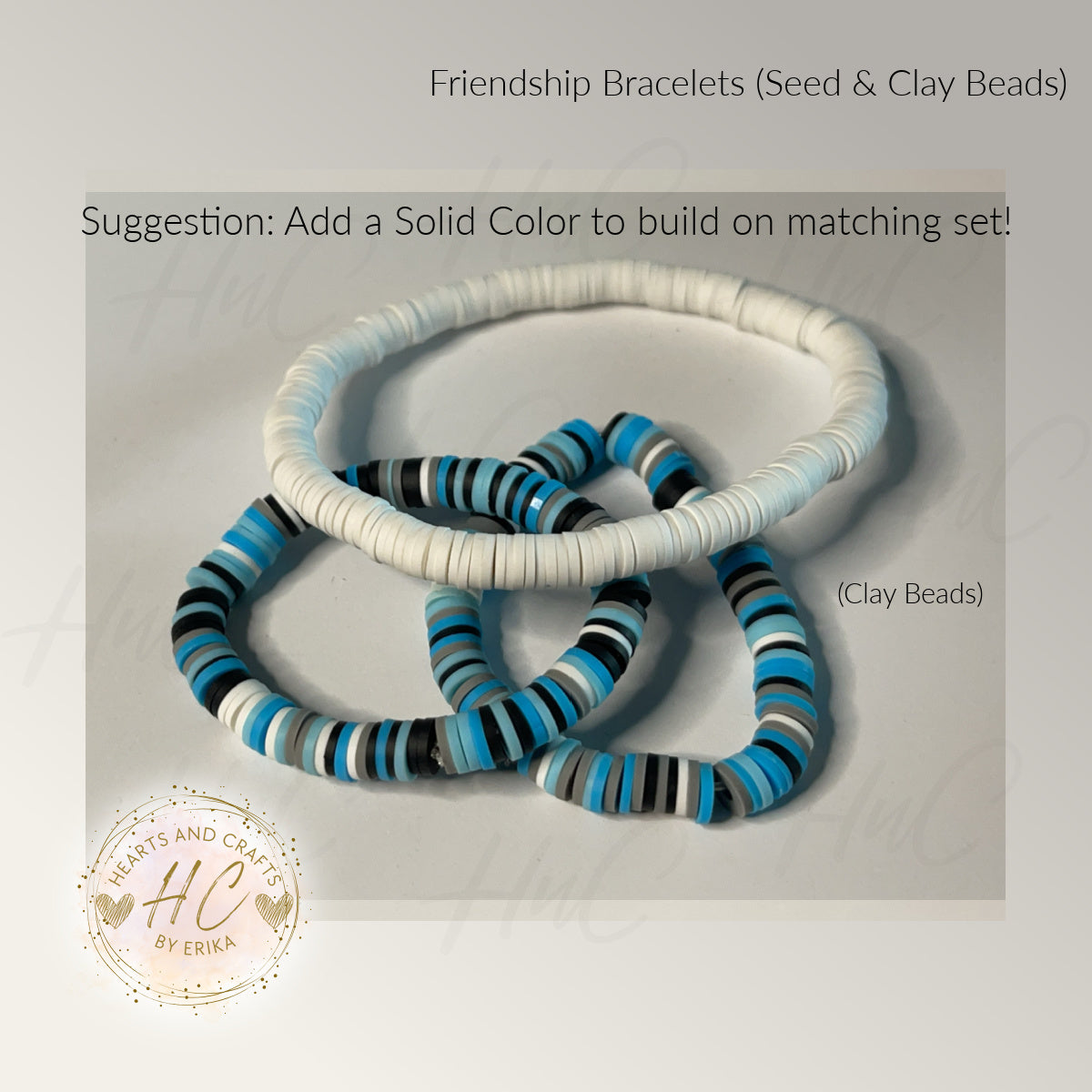 Heishi Bracelets - Seed Bead & Heishi Clay - Blue Mix Collection