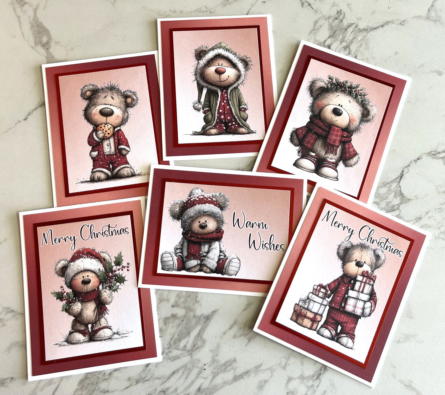 6pk Handcrafted Winter Holiday Card Set (25-02)