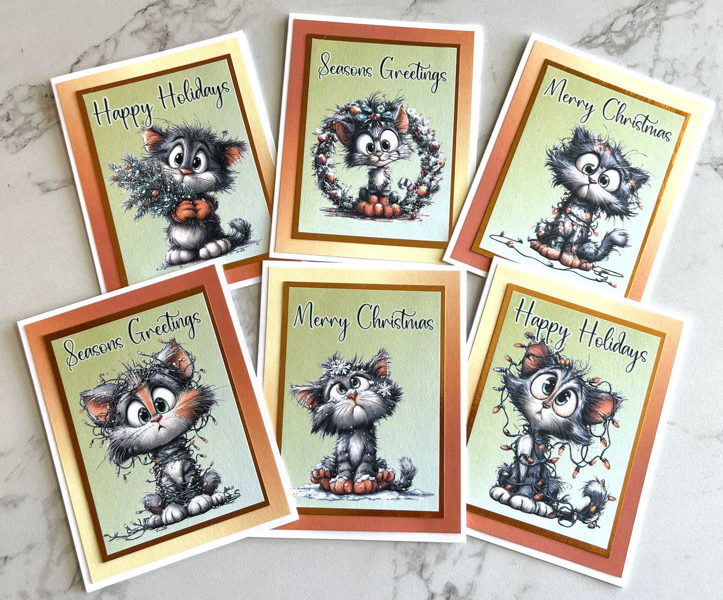 6pk Handcrafted Winter Holiday Card Set (25-05)