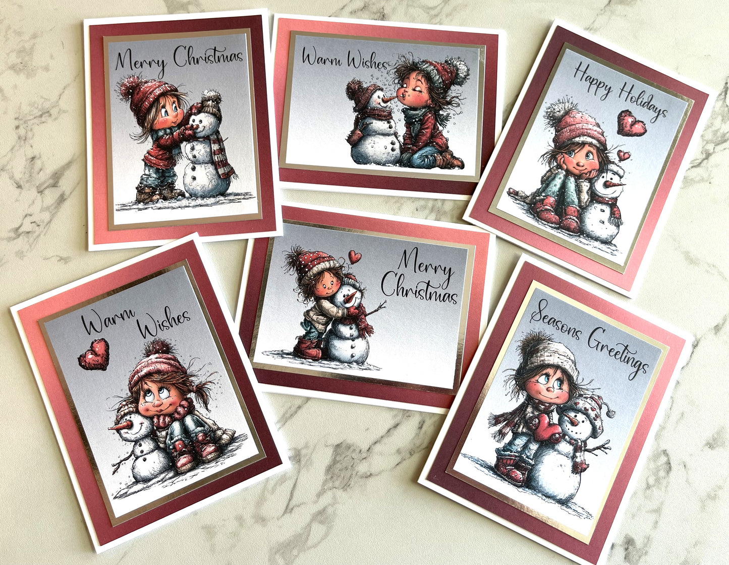 6pk Handcrafted Winter Holiday Card Set (25-08)