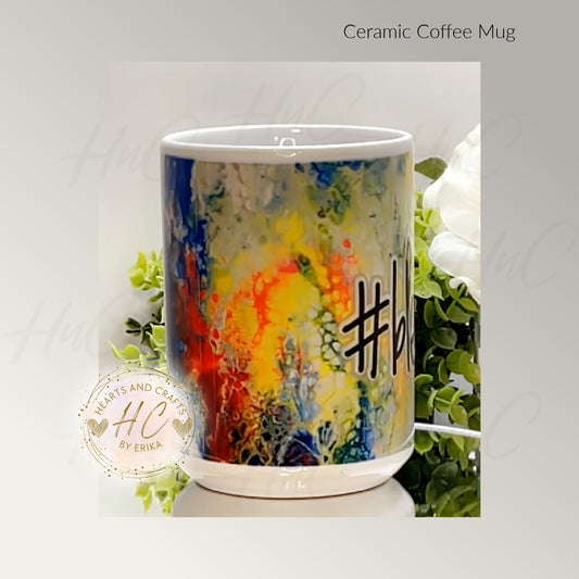 Blessed - Paint Pour - 15oz Ceramic Mug