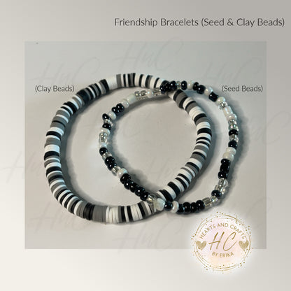 Seed Bead & Clay Bracelets - Metallic Black Collection