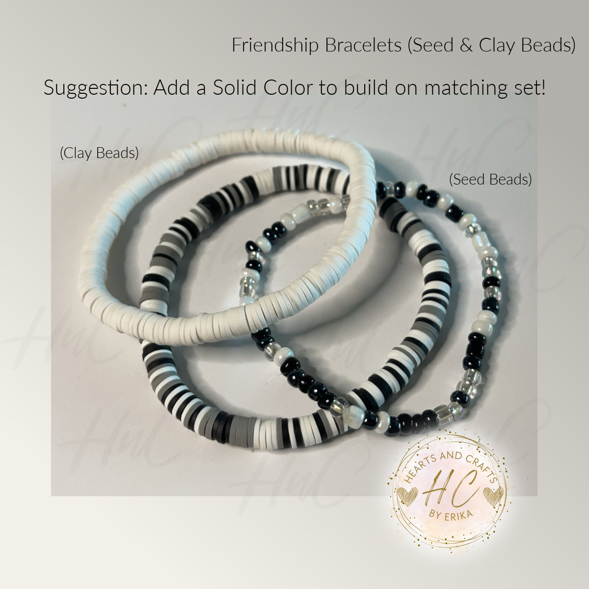 Heishi Bracelets - Seed Bead & Heishi Clay - Metallic Black Collection