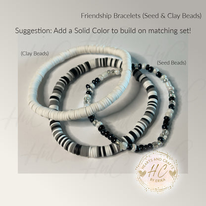 Heishi Bracelets - Seed Bead & Heishi Clay - Metallic Black Collection