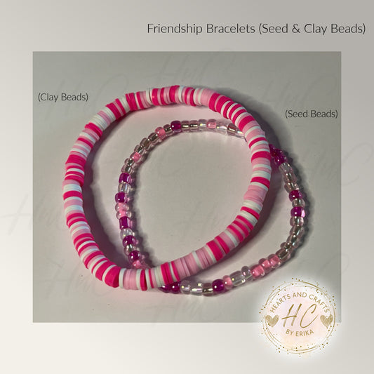 Seed Bead & Clay Bracelets - Roses Collection