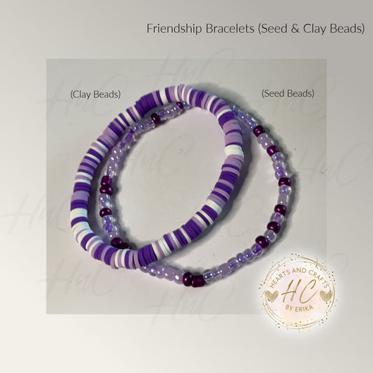 Seed Bead & Clay Bracelets - Violet Collection