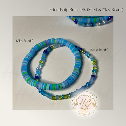 Seed Bead & Clay Bracelets - Turquoise Collection