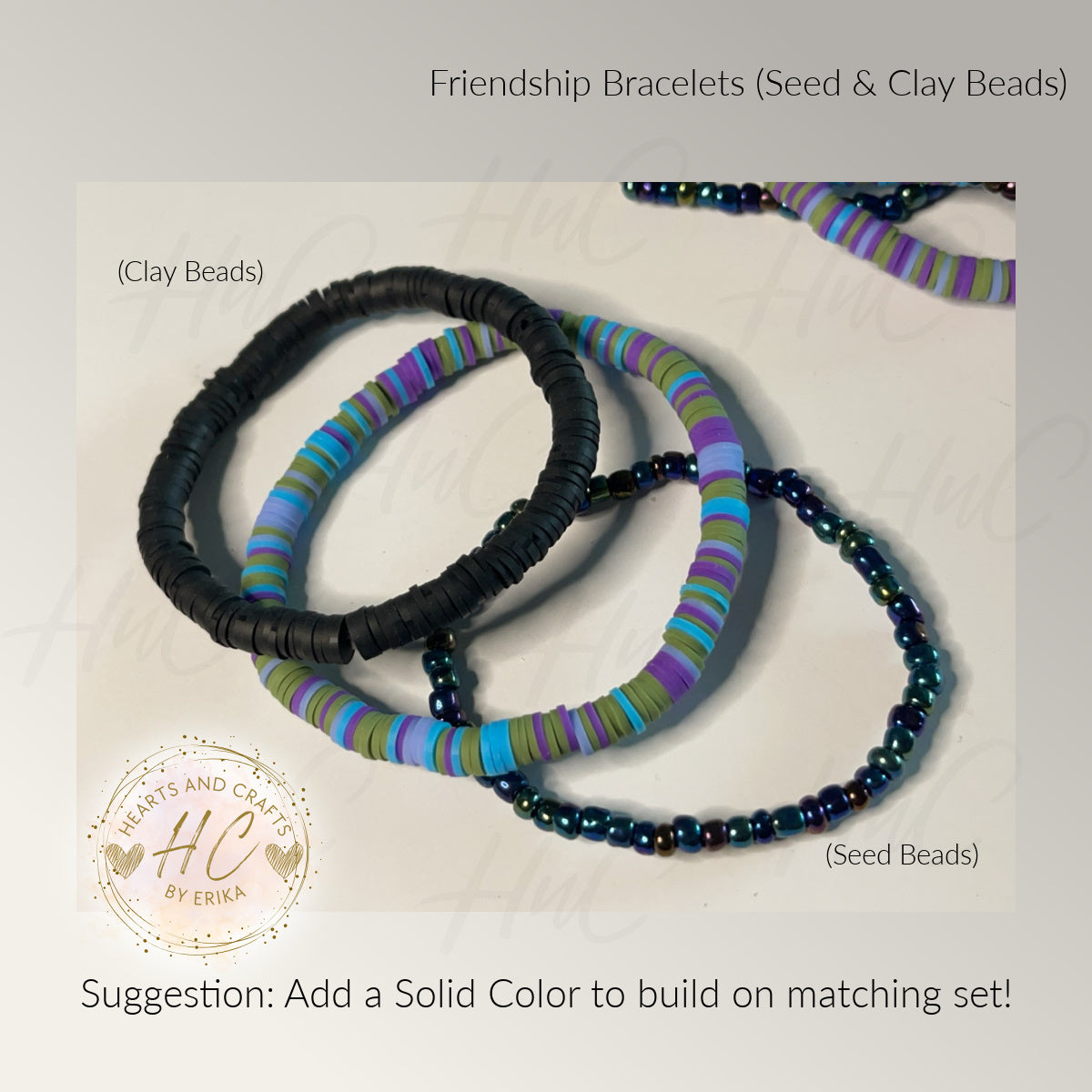 Seed Bead & Clay Bracelets - Dark Metallic Collection