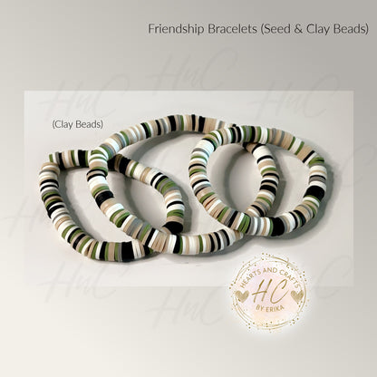 Seed Bead & Clay Bracelets - Army Mix Collection