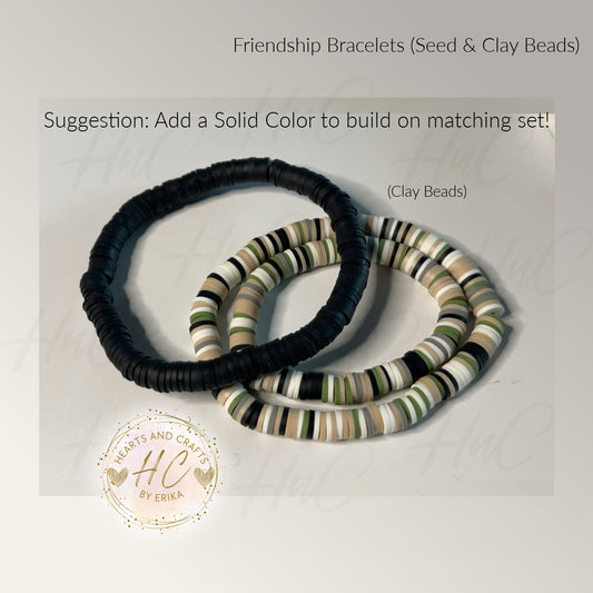 Heishi Bracelets - Seed Bead & Heishi Clay - Army Mix Collection