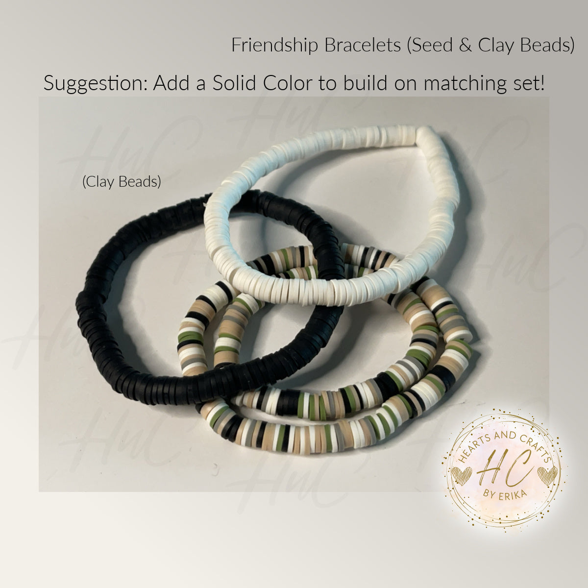 Heishi Bracelets - Seed Bead & Heishi Clay - Army Mix Collection