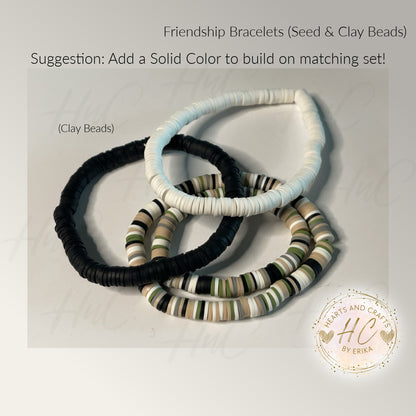 Heishi Bracelets - Seed Bead & Heishi Clay - Army Mix Collection