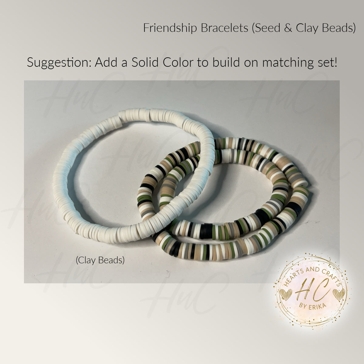 Heishi Bracelets - Seed Bead & Heishi Clay - Army Mix Collection