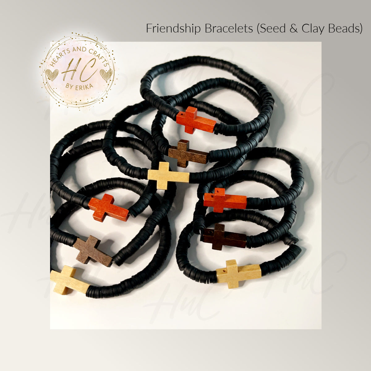 Seed Bead & Clay Bracelets - Cross Collection