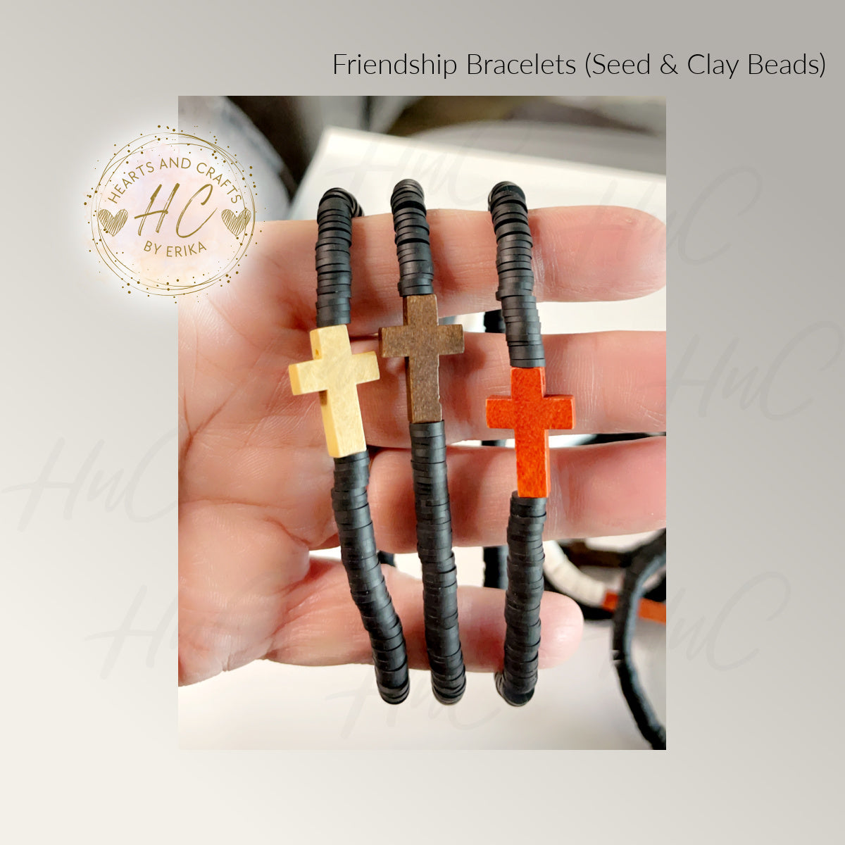 Seed Bead & Clay Bracelets - Cross Collection