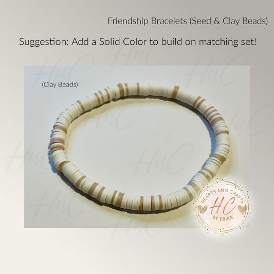 Seed Bead & Clay Bracelets - Tans Collection