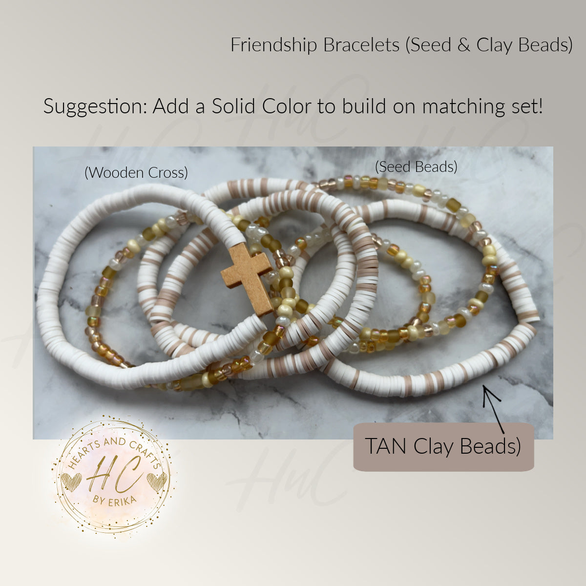 Seed Bead & Clay Bracelets - Tans Collection