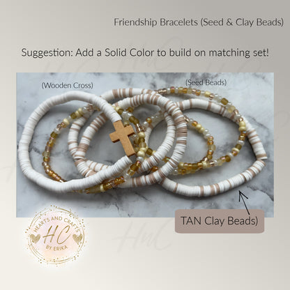 Seed Bead & Clay Bracelets - Tans Collection