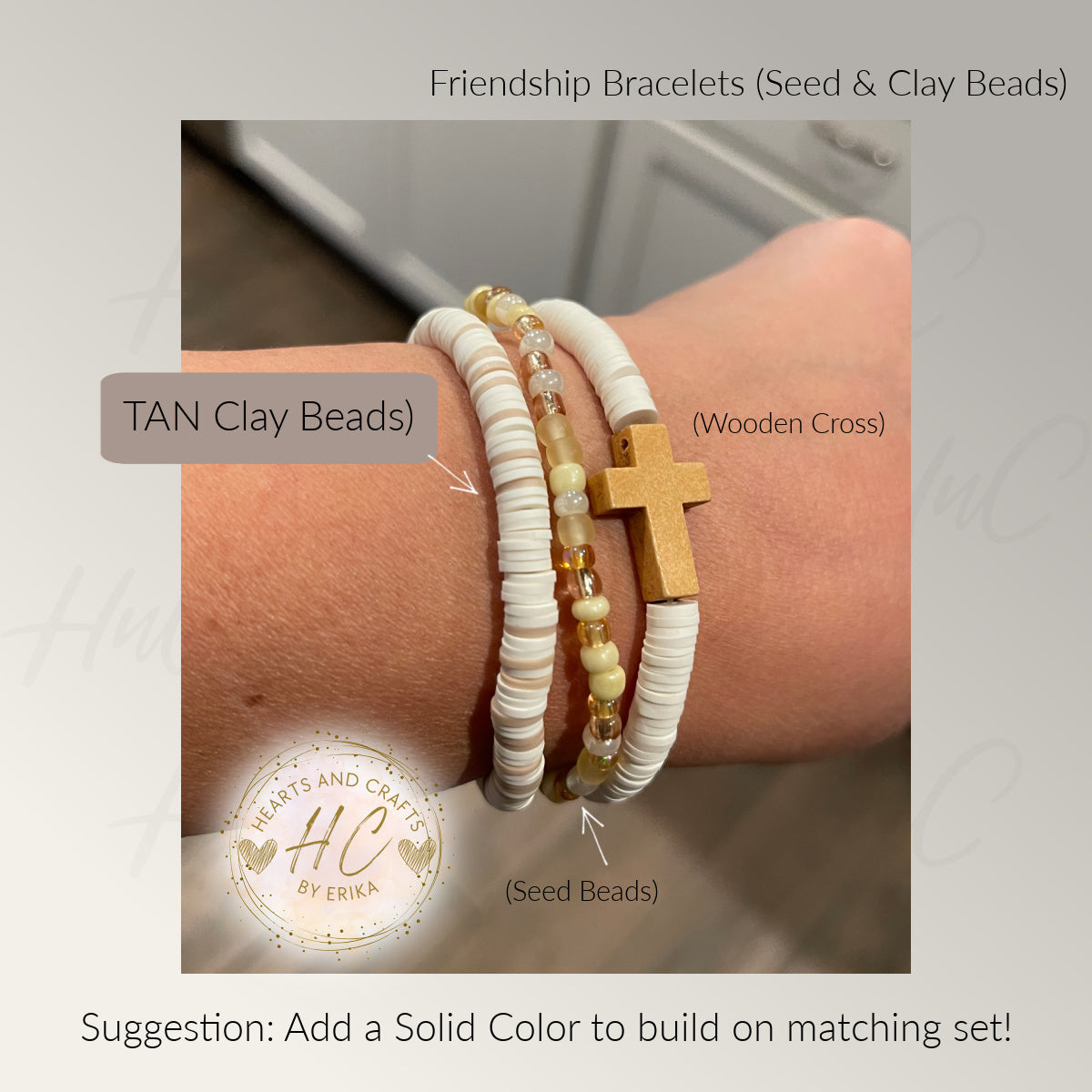 Seed Bead & Clay Bracelets - Tans Collection