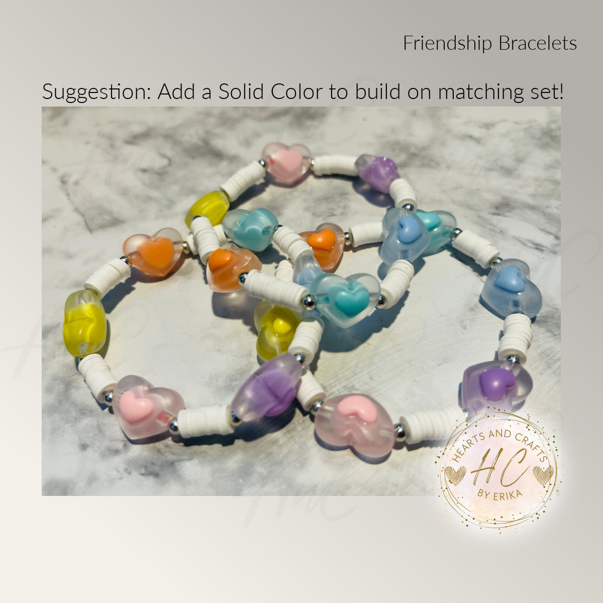 Friendship Bracelets - Heart Beads, Clay & Spacers