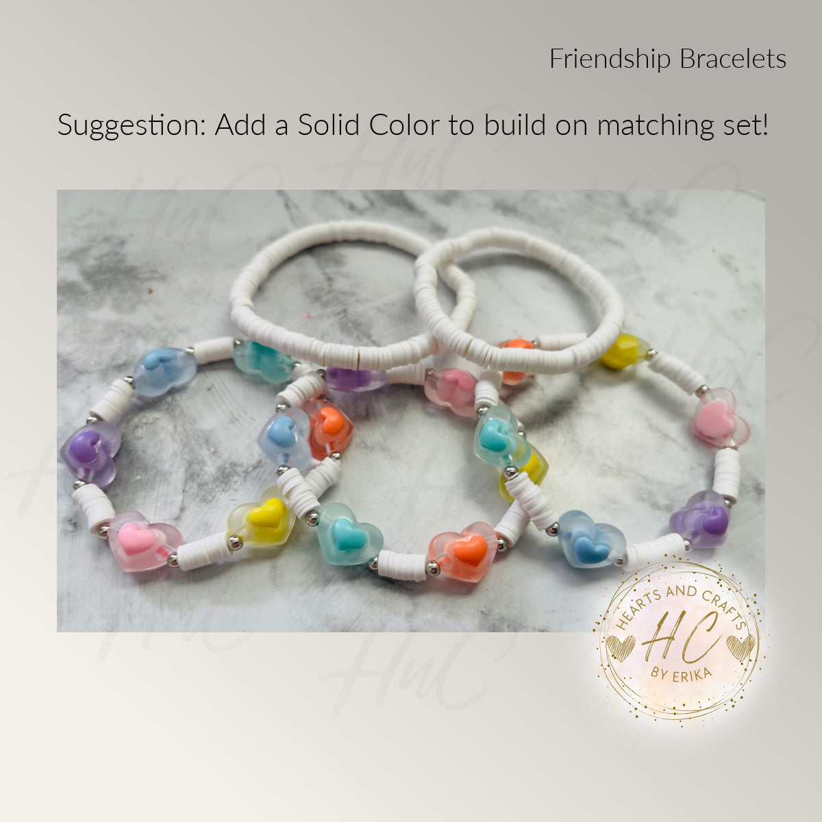 Friendship Bracelets - Heart Beads, Clay & Spacers