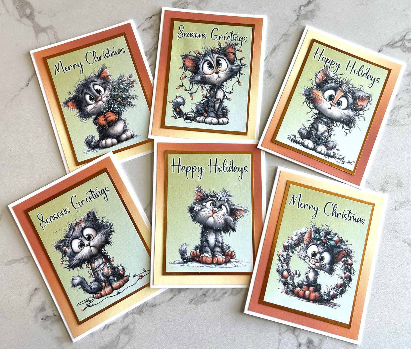 6pk Handcrafted Winter Holiday Card Set (25-04)