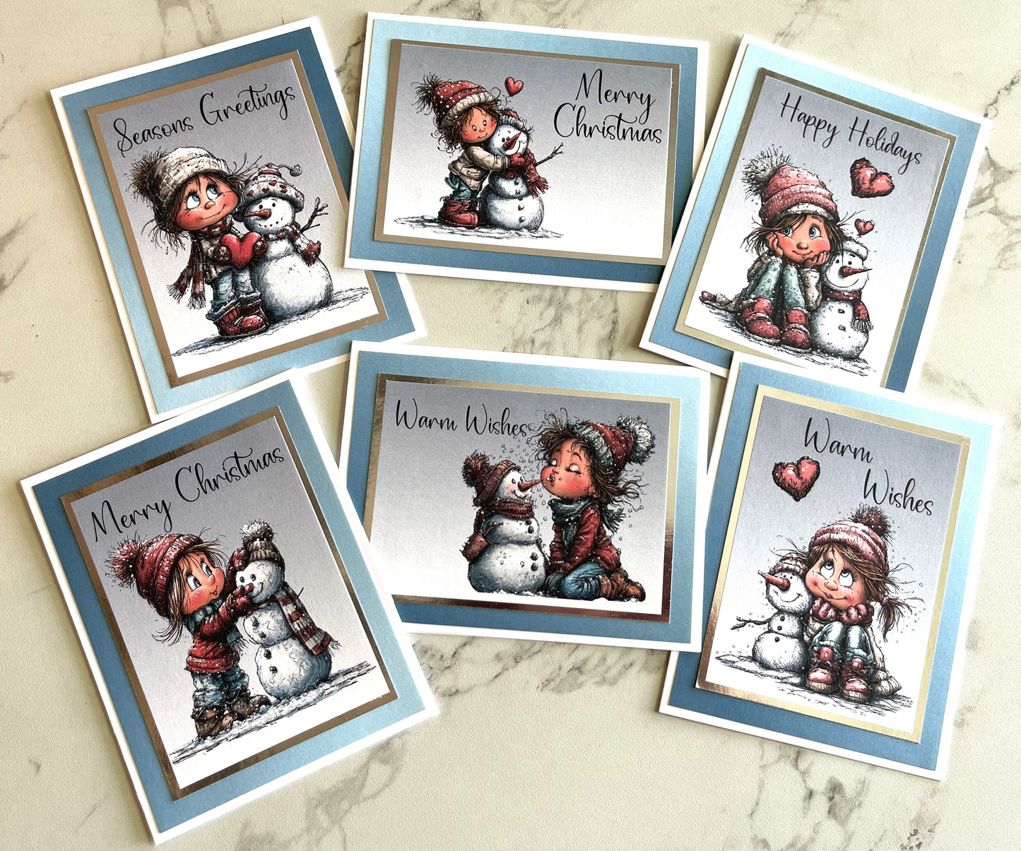 6pk Handcrafted Winter Holiday Card Set (25-07)