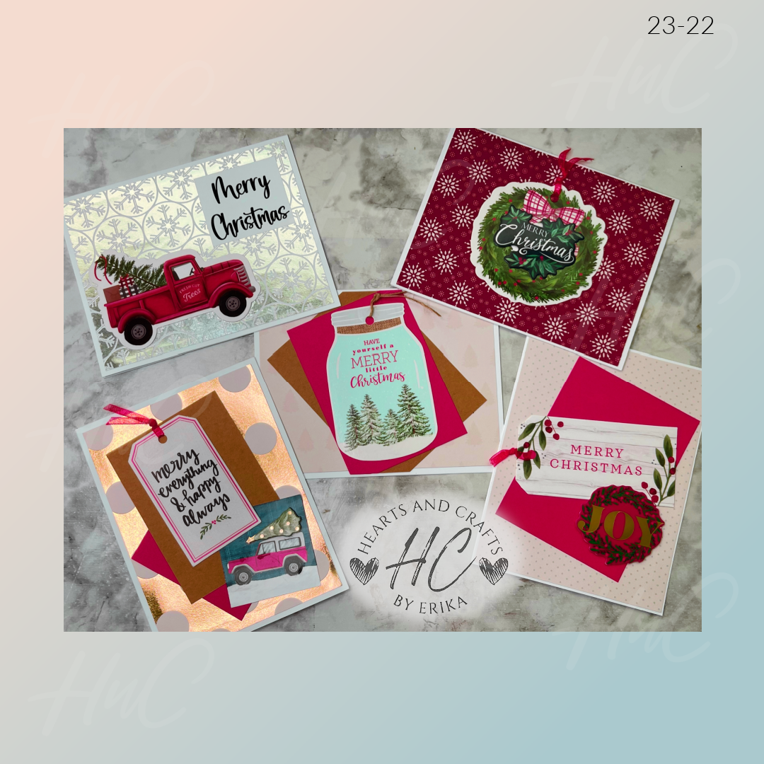 5pk Handcrafted Christmas Holiday Card Sets (23 Series)