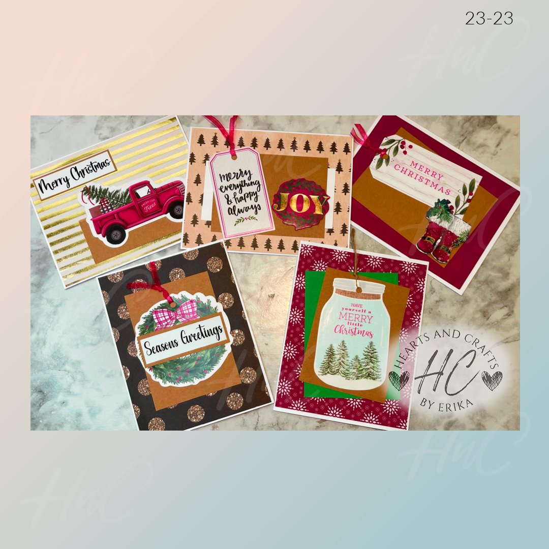 5pk Handcrafted Christmas Holiday Card Sets (23 Series)