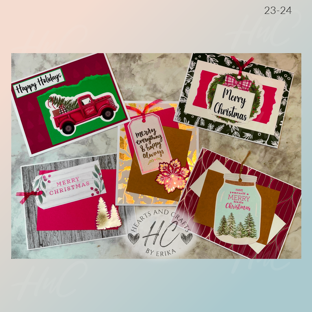 5pk Handcrafted Christmas Holiday Card Sets (23 Series)