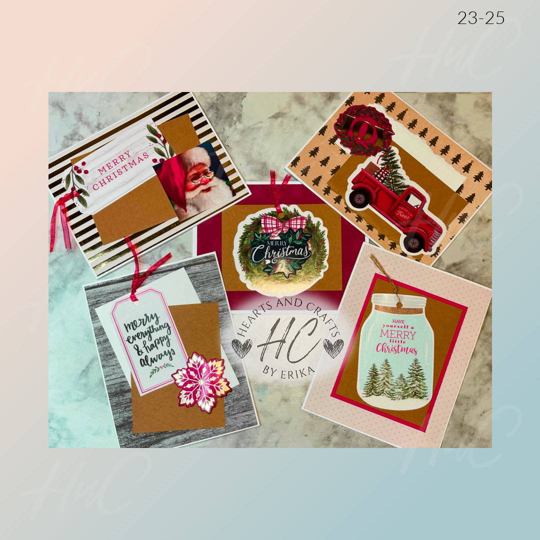 5pk Handcrafted Christmas Holiday Card Sets (23 Series)