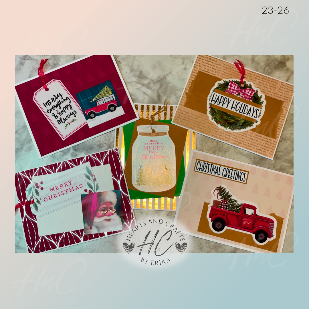 5pk Handcrafted Christmas Holiday Card Sets (23 Series)