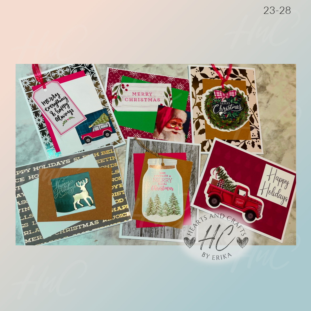 5pk Handcrafted Christmas Holiday Card Sets (23 Series)