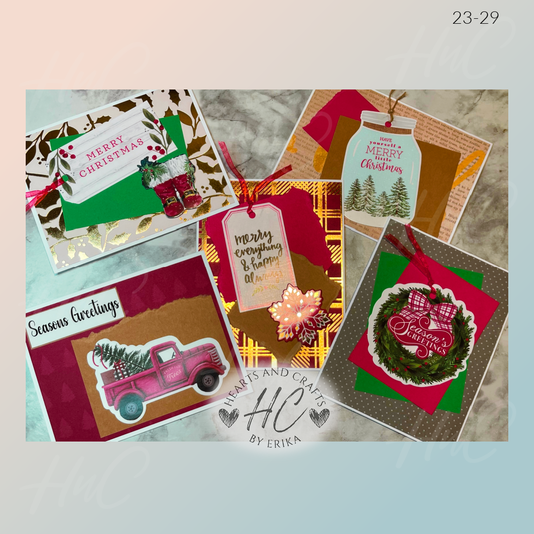 5pk Handcrafted Christmas Holiday Card Sets (23 Series)