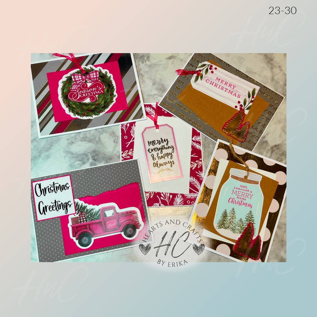5pk Handcrafted Christmas Holiday Card Sets (23 Series)