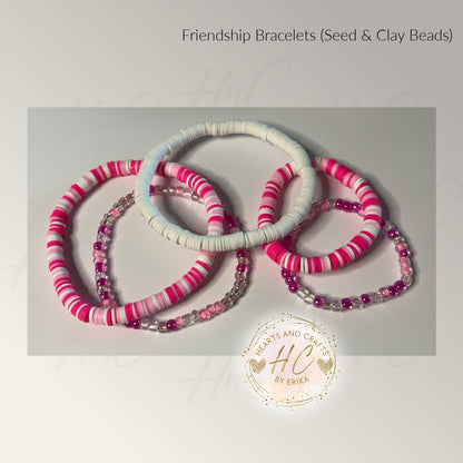 Seed Bead & Clay Bracelets - Roses Collection