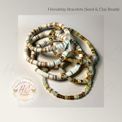 Seed Bead & Clay Bracelets - Buttercream Collection