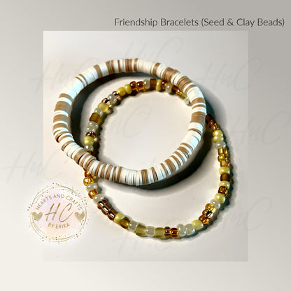 Seed Bead & Clay Bracelets - Buttercream Collection