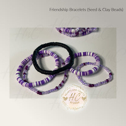 Seed Bead & Clay Bracelets - Violet Collection