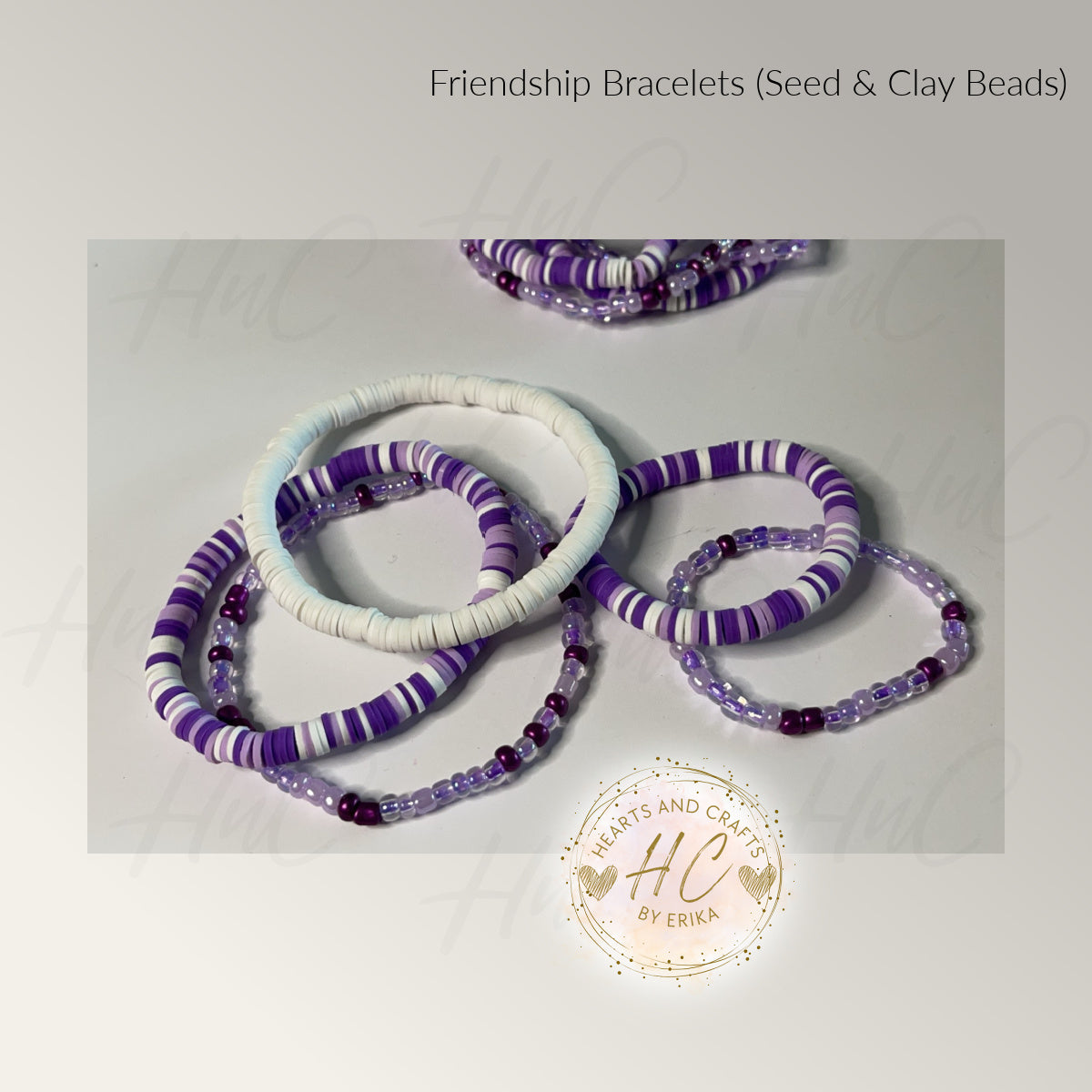 Seed Bead & Clay Bracelets - Violet Collection