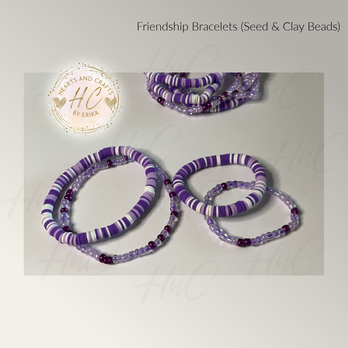 Seed Bead & Clay Bracelets - Violet Collection