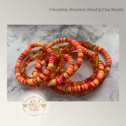 Seed Bead & Clay Bracelets - Fire Collection