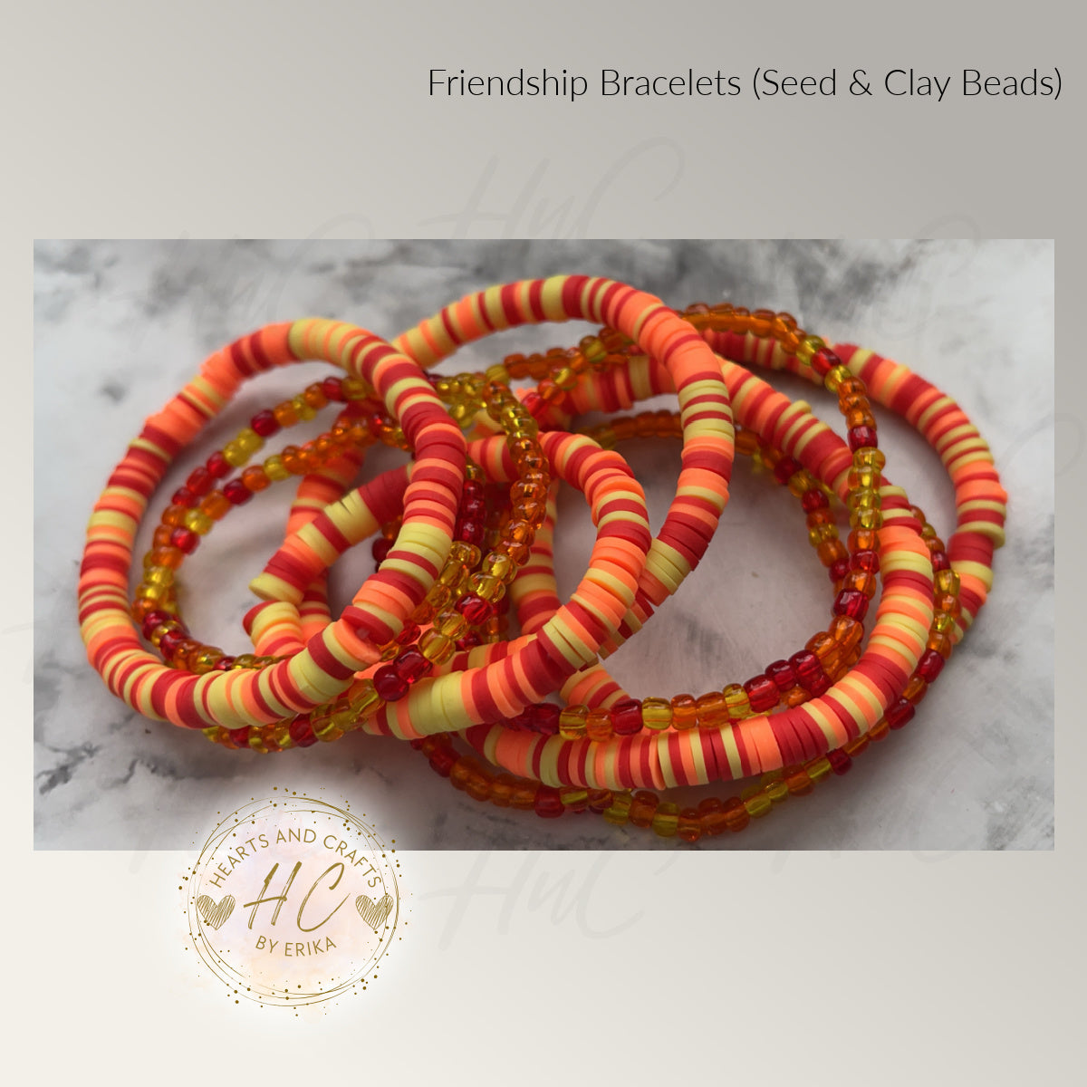 Seed Bead & Clay Bracelets - Fire Collection