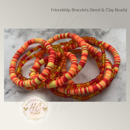 Seed Bead & Clay Bracelets - Fire Collection