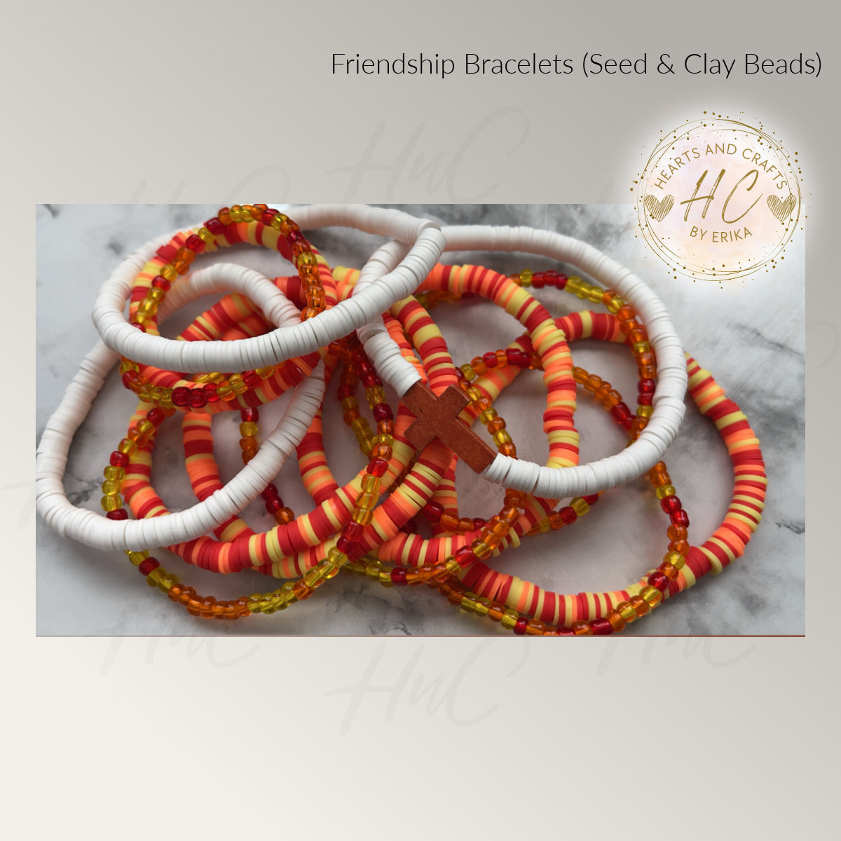 Seed Bead & Clay Bracelets - Fire Collection