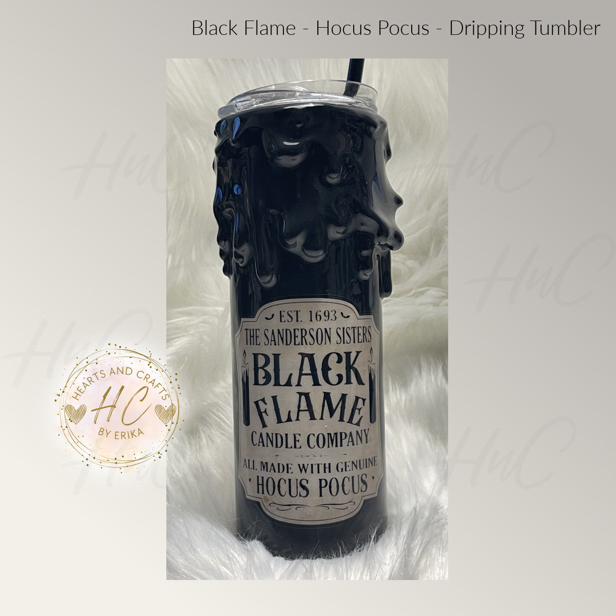 Black Flame - Dripping Candle 20oz Resin/Epoxy Coated Tumbler (HP01)